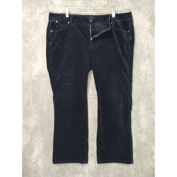 Talbots Pants Womens 18WP Petite Navy Blue Velvet Bootcut Cotton Stretch - Picture 1 of 9